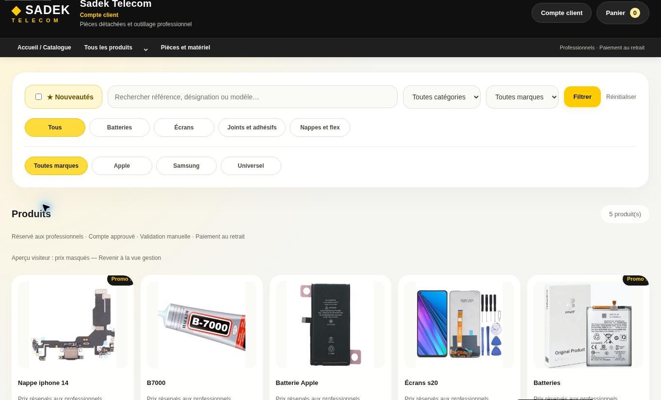 Aperçu du catalogue Sadek Telecom